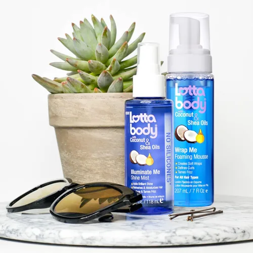 Vista 11 de Lottabody Mousse en espuma con aceite de coco y manteca de karité Wrap Me, crea envoltorios suaves, mousse para cabello rizado, define rizos