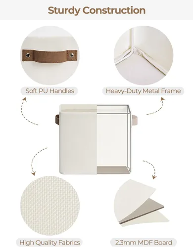 Vista 3 de StorageWorks Contenedores de almacenamiento estrechos, cesta pequeña para armario y estantes, organizador rectangular de tela con asas, Beige