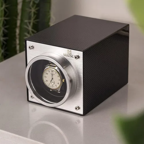Vista 5 de MOZSLY - Bobinadora de un solo reloj para relojes automáticos adaptador de CA alimentado por batería 12 modos de rotación caja de bobinado con motor