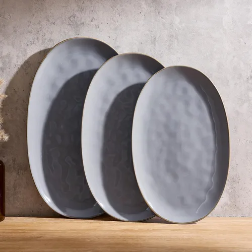 Vista 14 de famiware Bandeja de Servir, Platos de Servir Ovalados de 15.59/14.3/12.9 pulgadas para Entretenimiento, Cuencos de Servir, Esmalte Reactivo