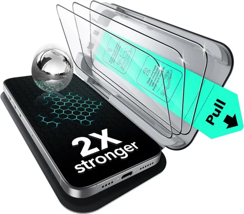 Vista 13 de ESR Paquete de 3 protectores de pantalla para iPhone 14 Pro, grado militar, inastillables, dureza 9H, vidrio templado de cobertura completa