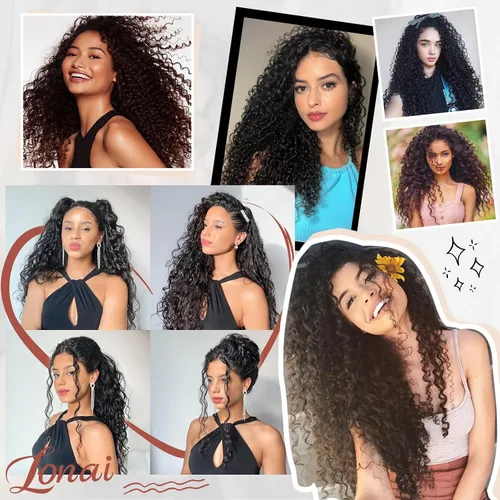 Vista 6 de LONAI Extensión de Cabello, 9 piezas, 56 cm de largo, castaño, extensiones de cabello rizadas con pinza, LN002, extensiones de cabello sintético