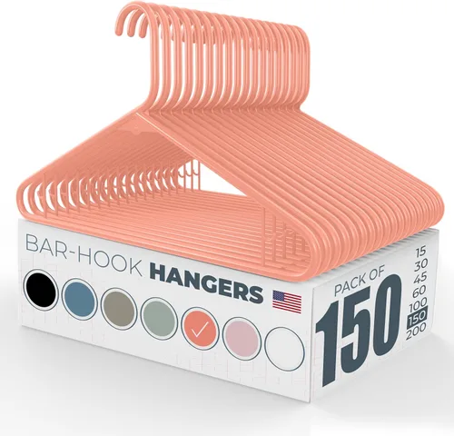 Vista 45 de Perchas de plástico fuertes hechas en Estados Unidos a granel, 20, 30, 50, 100 unidades, disponibles, para ropa de lavandería, perchas de plástico