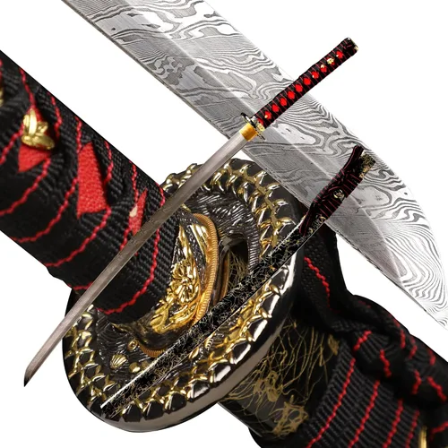 Vista 18 de Espada Katana Japonesa Samurai Hecha a Mano con Saya de Madera de Rayskin Dura, Puede Cortar Bambú
