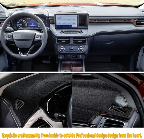 Vista 5 de Tapete antideslizante para tablero de instrumentos compatible con Ford Maverick 2022 2023 2024 Protector solar (borde negro)