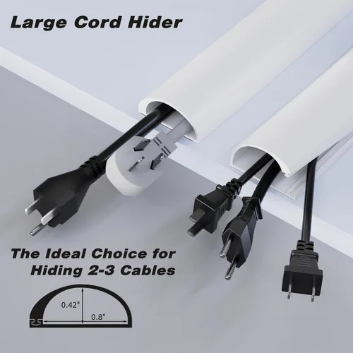 Vista 2 de 39" Cubierta de cable de silicona para TV de montaje en pared, Ocultador de cables autoadhesivo grande para 2-3 cables, Gestión de cables debajo