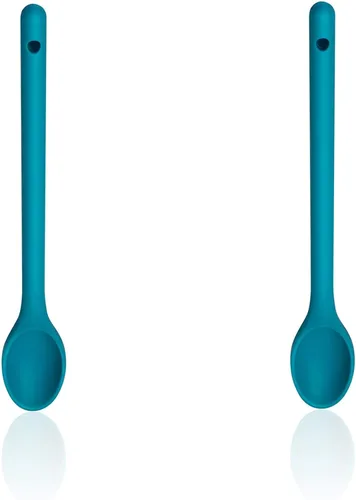 Vista 9 de Juego de 3 cucharas de silicona para agitar, mango largo de 12 pulgadas, cucharas de mezcla antiadherentes, sin BPA, no tóxicas y resistentes al