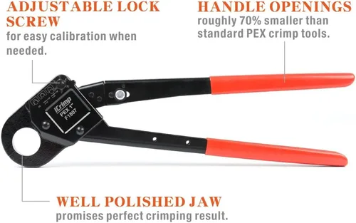 Vista 2 de iCrimp - Herramientas de crimpado PEX de cabeza angulada que funcionan en tubos PEX de 1 pulgada con medidor Go/No-Go que se adapta a todas