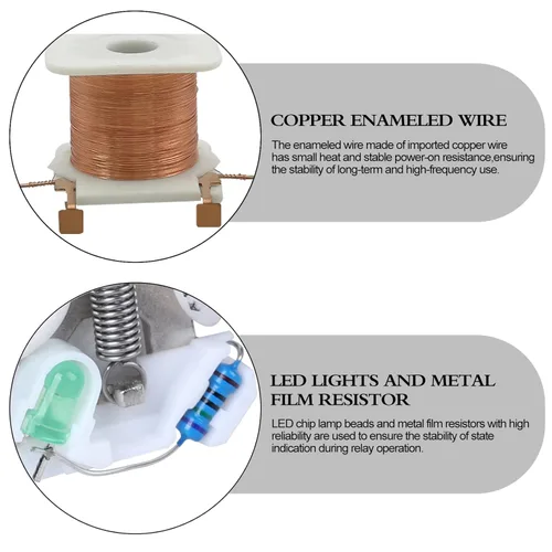 Vista 5 de Relé de potencia electromagnético, relé de 8 pines de 10 AMP 6V CC con base de enchufe, indicador LED, DPDT 2NO 2NC - MY2NJ