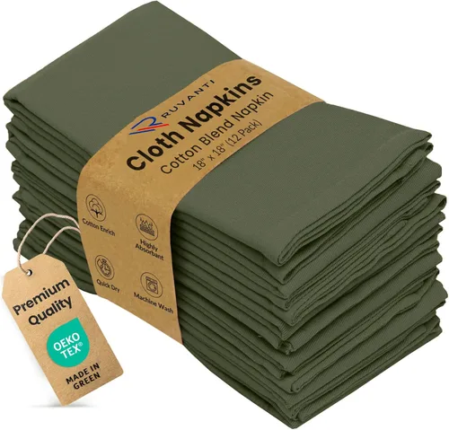 Vista 26 de Ruvanti - Juego de 4 servilletas de tela de 45x45 centímetros, lavables, suaves, duraderas, absorbentes, mezcla de algodón. Servilletas de mesa