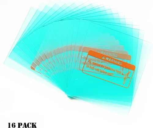 Vista 2 de 16-Pack Replacement Outside Lens Filter Covers 4.5"X5.25"X0.04" for Solar Auto Darkening Welding Helmet