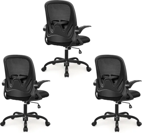 Vista 10 de Primy Silla de Oficina Ergonómica Silla de Escritorio con Reposabrazos Abatibles Silla de Escritorio Giratoria de Malla Transpirable
