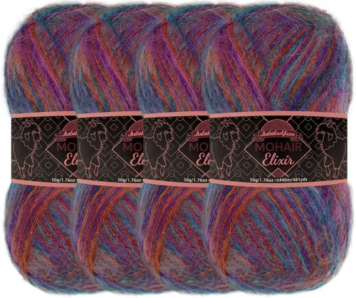 Vista 94 de JubileeYarn Mohair Elixir Yarn - 50g/Skein Baby Wool Blend - Cosmopolitan - 1 Skein