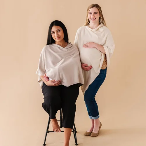 Vista 3 de MakeMake Organics Pareo de lactancia de punto transpirable para lactancia materna – Suave certificado GOTS algodón orgánico cubierta para lactancia