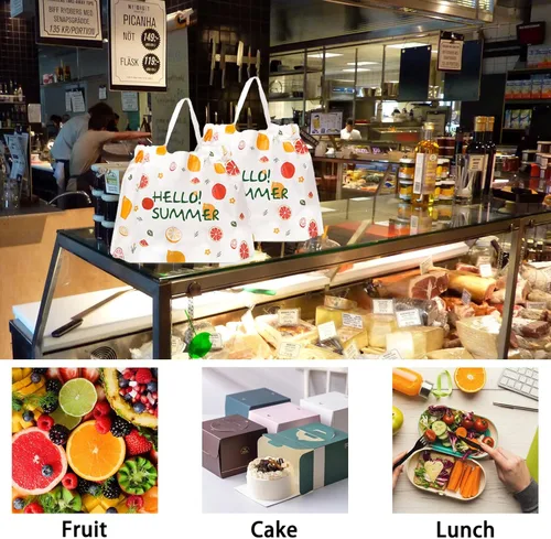 Vista 6 de 50 bolsas preciosas para llevar, reutilizables, impermeables, gruesas, de plástico, con cordón, bolsas de restaurante con asas, bolsa de regalo