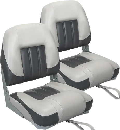 Vista 9 de ERGOSEAT Elite - Asiento plegable para lancha, respaldo bajo, asientos plegables para barco de pesca, paquete de 2, carbón/gris claro