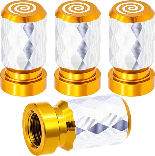 Vista 42 de 4 piezas de tapas de vástago de válvula de neumático de automóvil, tapas de válvula de aire de neumático a prueba de fugas de aleación de aluminio