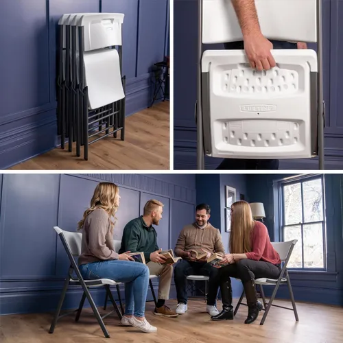 Vista 8 de LIFETIME Silla plegable con marco A, paquete de 4, granito blanco