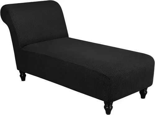 Funda elástica para tumbona sin brazos, funda de alta elasticidad para sofá reclinable para muebles de mascotas, fundas para diván ultra suave, Negro