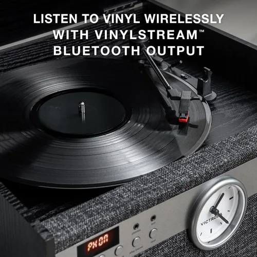 Vista 3 de Victrola Century Signature+ - Tocadiscos de vinilo 6 en 1 y centro de música, tocadiscos de 3 velocidades, CD y cassette, VINYLSTREAM, Bluetooth
