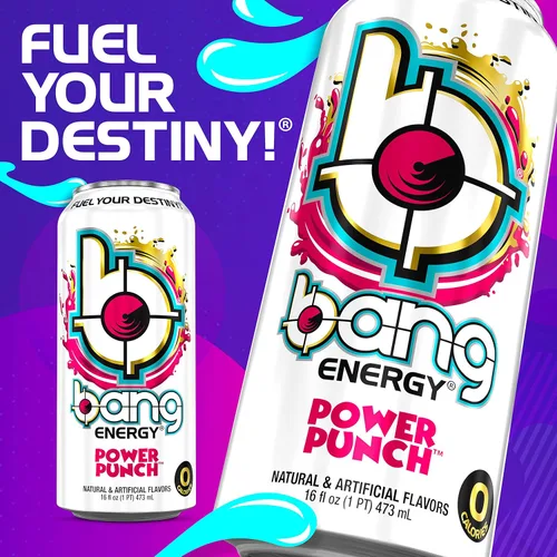 Vista 4 de Bang Power Punch Energy Drink, 0 calorías, sin azúcar con súper creatina, 16 onzas líquidas (paquete de 12)