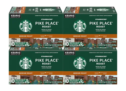 Vista 53 de Starbucks Cápsulas de café K-Cup, café tostado medio Starbucks, Pike Place Roast, 100% arábica, 6 cajas (60 cápsulas en total)