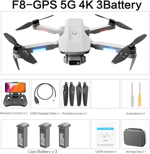 Vista 2 de Drone GPS Drone con 5G WiFi FPV 2-Axis 4K Dual Camera Anti-Shake Gimbal 6,561.7 ft transmisión de imagen sin escobillas profesional RC una tecla
