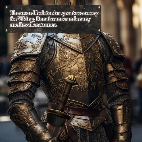 Vista 4 de Funda de piel sintética para espada, soporte de transporte para cinturón de katanas, funda de daga de espada, funda de estoque para hombres adultos