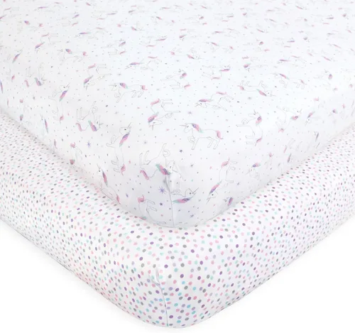 Vista 63 de Hudson Baby Sábana bajera ajustable unisex de algodón para cuna, diseño de animales de granja para niños, talla única