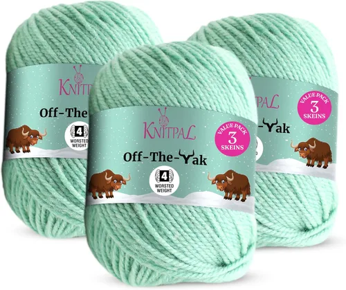Vista 26 de Off-The-Yak - Hilo de lana para tejer, paquete de 3 (360 yardas/10.58 oz), patrones libres, hilo de mezcla acrílica de lana para tejer, peso #4
