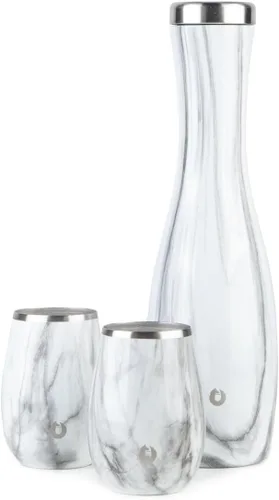 Vista 13 de SNOWFOX Jarra de vino, acero inoxidable aislado y base de silicona antideslizante, nogal oscuro, 25 onzas