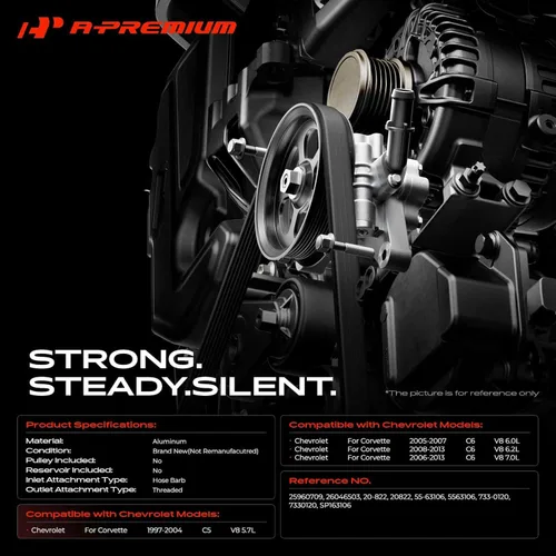 Vista 2 de A-Premium Bomba de dirección asistida compatible con Chevrolet Corvette C5/C6 1997-2013, 5.7L 6.0L 6.2L 7.0L