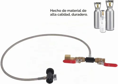 Vista 4 de CGA-320 Adaptador de recarga de cilindro de CO2 Conector de botella Accesorios para fabricante de refrescos de CO2 con manguera para llenado de soda