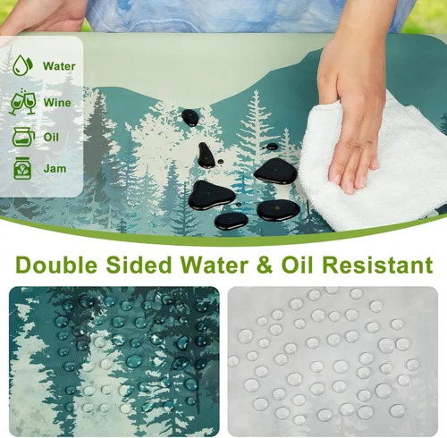 Vista 4 de ICOSY Mantel de picnic con fundas de banco de 30 x 72 pulgadas, resistente al viento, mantel rectangular ajustable para mesas de 6 pies, accesorios