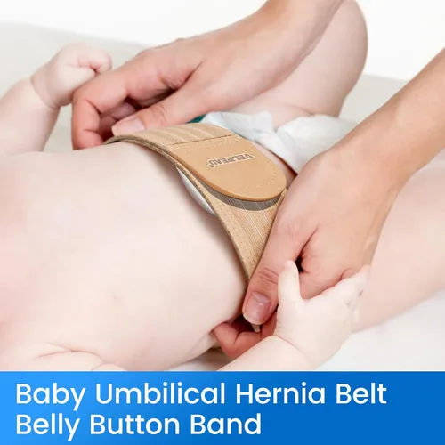 Vista 2 de Velpeau Cinturón de hernia umbilical para bebé recién nacido, con 3 almohadillas de compresión de diferentes formas, banda de ombligo para ombligo
