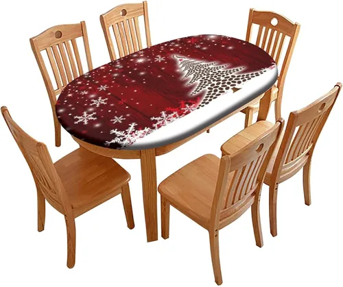 Vista 15 de Mantel ajustable ovalado de otoño, con borde elástico de hoja de arce, manteles de poliéster, para interiores, restaurantes, exteriores, terraza