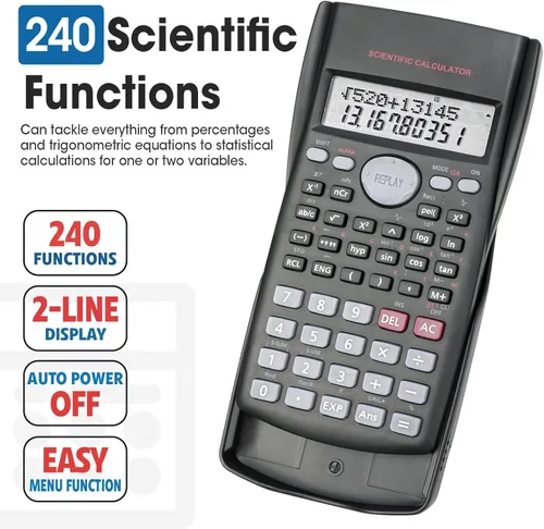 Vista 2 de Paquete de 24 calculadoras científicas a granel, pantalla grande de 2 líneas, 240 funciones, calculadoras científicas para estudiantes, calculadora