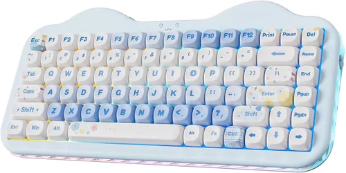 YUNZII Teclado mecánico inalámbrico C75, diseño del 75%, NKRO intercambiable en caliente, modo BT5.02.4GUSB-C, teclas Dye-Sub PBT MOA, montaje de