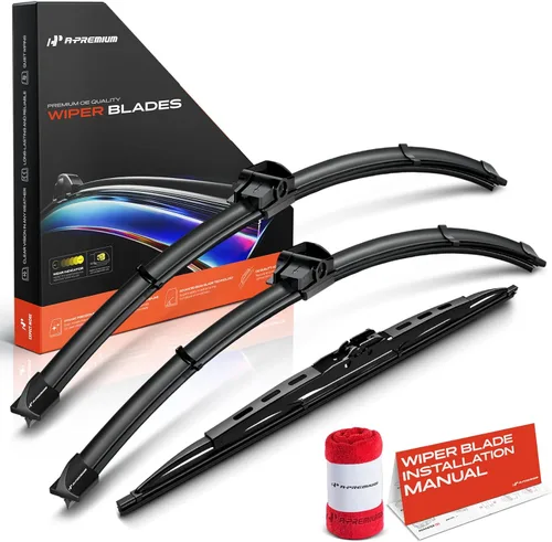 Vista 70 de A-Premium Juego de 3 limpiaparabrisas con indicador de desgaste y toalla, compatible con Dodge Nitro 2007-2011, juego de escobillas