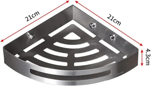 Vista 4 de Estante esquinero para ducha, estantes de baño, de acero inoxidable de níquel cepillado, montaje en pared, triangular, accesorios de baño, Doble