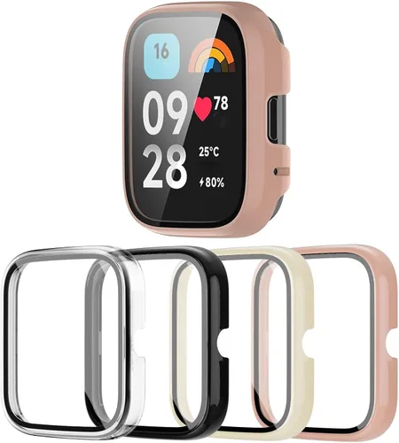 Funda protectora de pantalla para Xiaomi Redmi Watch 3 Lite/Redmi Watch 3 Active, [paquete de 4] accesorios de repuesto para parachoques de PC duro