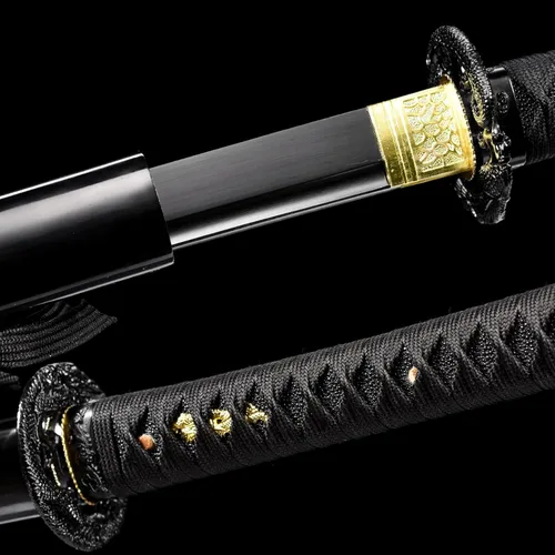 Vista 5 de Samurai Katana Espada hecha a mano de acero de alto carbono 1095 Japonesa Real Katana Espada de Espiga Completa Afilada