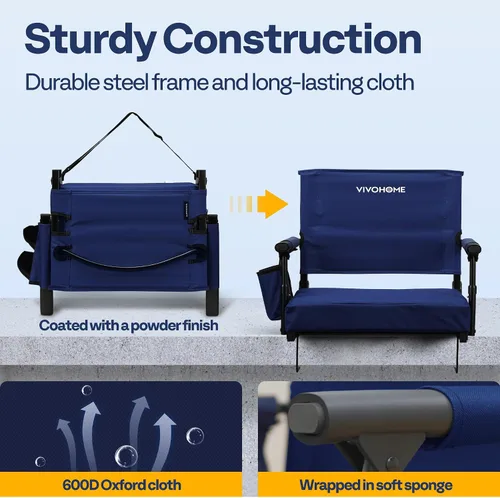 Vista 6 de VIVOHOME Stadium Seats with Back Support, Bleacher Chair for Sports Events Negro