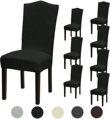 Vista 31 de Juego de 6 fundas elásticas para sillas de comedor, extraíbles y lavables, para sillas de comedor, hotel, ceremonia