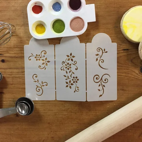 Vista 2 de Plantillas de galletas en aerosol floral delicado de Designer Stencils