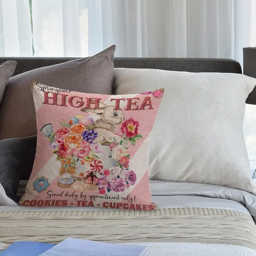 Vista 20 de Fundas de almohada vintage de conejo de Pascua, flores de primavera, huevos de Pascua, Navidad, 16 x 16 pulgadas, funda de almohada de lino