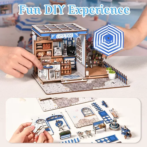 Vista 4 de Kit de rincón de libro, kit de casa en miniatura para adultos y adolescentes, rompecabezas de madera 3D, decoración de estantería de biblioteca, kit