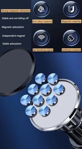 Vista 2 de Soporte magnético para teléfono de automóvil, rotación de 360°, compatible con iPhone 11/12/13/14/15, Pro, Xiaomi, Huawei, Samsung, Xs Max