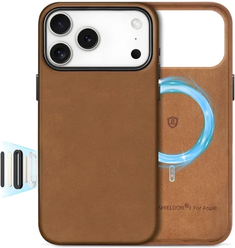 Vista 29 de SHIELDON Funda de cuero genuino para iPhone 17 de 6.3 pulgadas 2025 Compatible con Magsafe, botón de cámara actualizado, carga inalámbrica