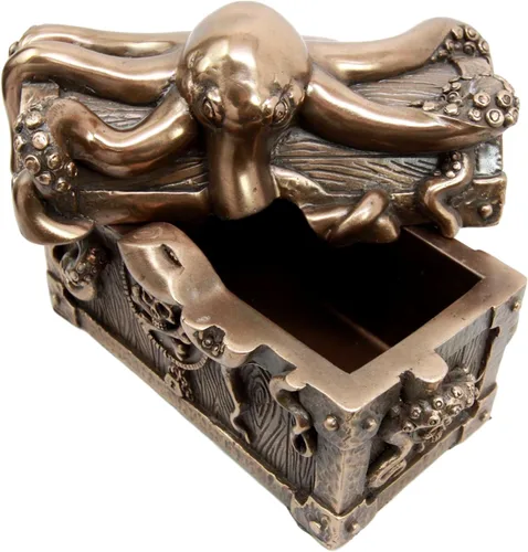 Vista 5 de Atlantic Collectibles gigante Kraken Pulpo Guarding pirata tesoro Caja decorativa de joyas figura